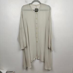 Visual Professional Semi-Sheer Tunic Top Womens One Size‎ Pale Gray 100% Silk